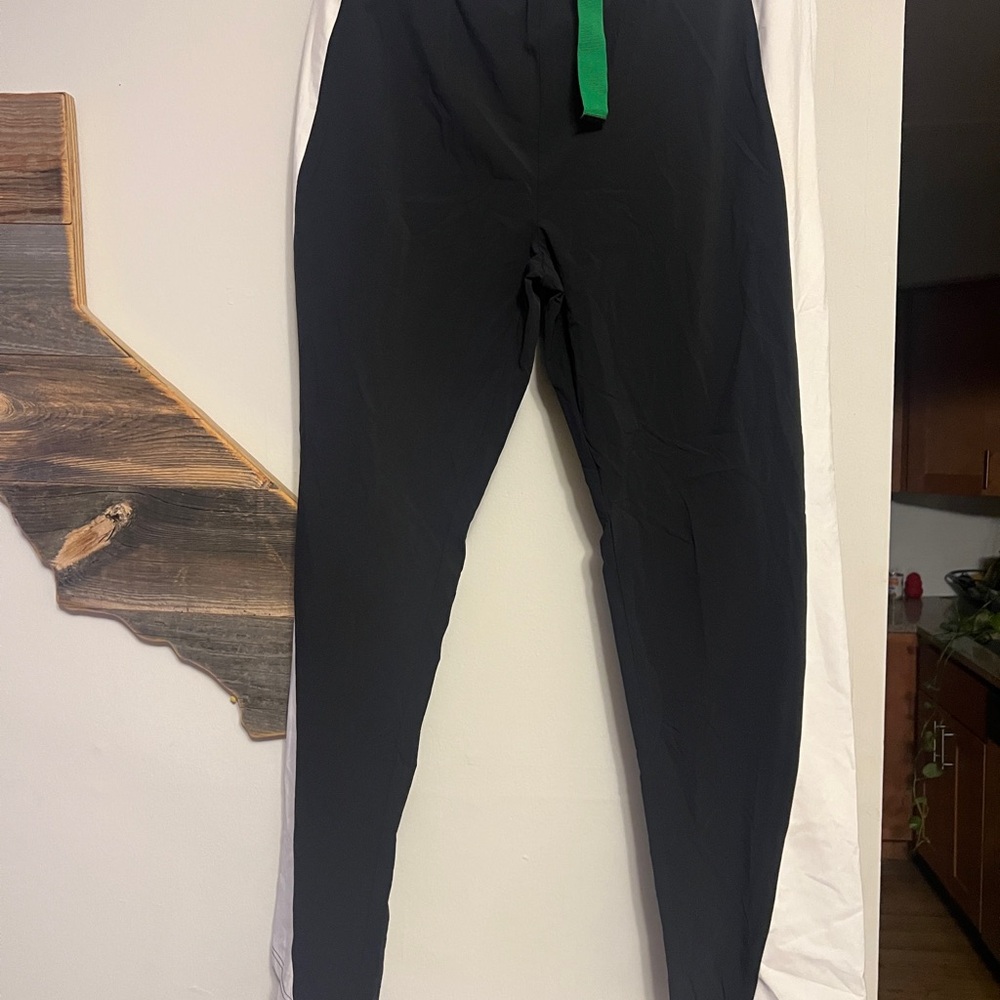 Athleta Black Joggers with Green Drawcord
